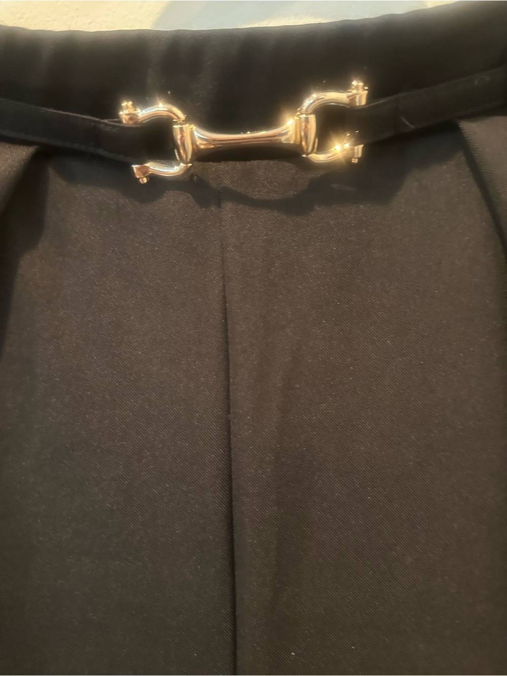 Black Wide-Leg Dress Pants with Gold Hardware - Picture 3 of 5